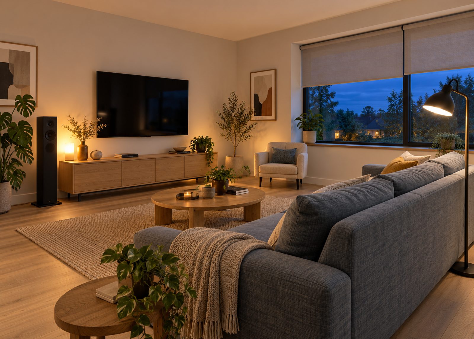 A warm, modern living room